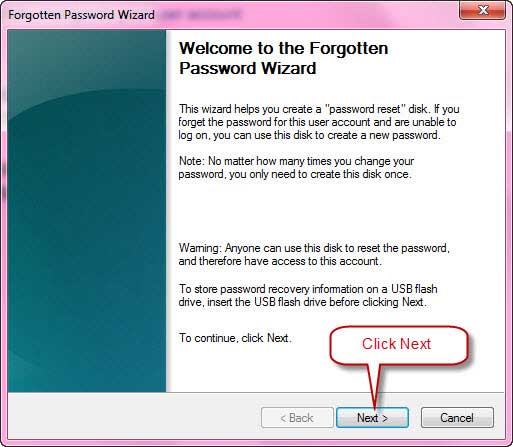 password reset disk