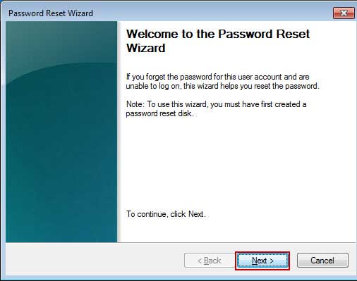 password reset disk