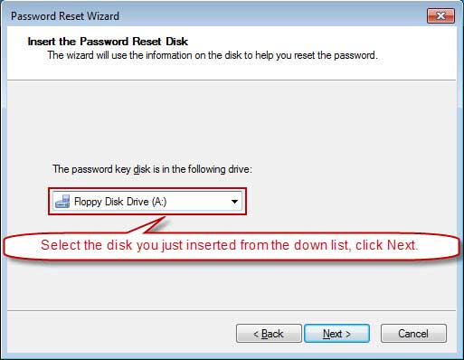 password reset disk