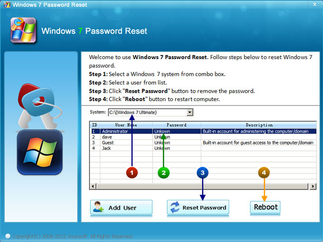 password reset disk